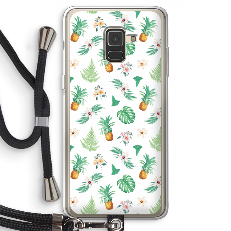 Ananas bladeren: Samsung Galaxy A8 (2018) Transparant Hoesje met koord