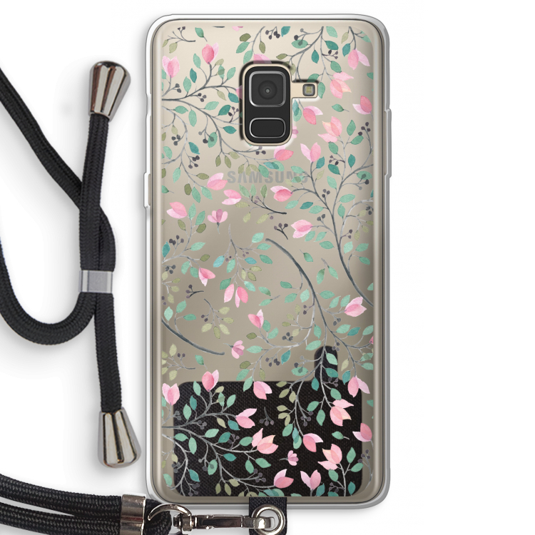 Sierlijke bloemen: Samsung Galaxy A8 (2018) Transparant Hoesje met koord