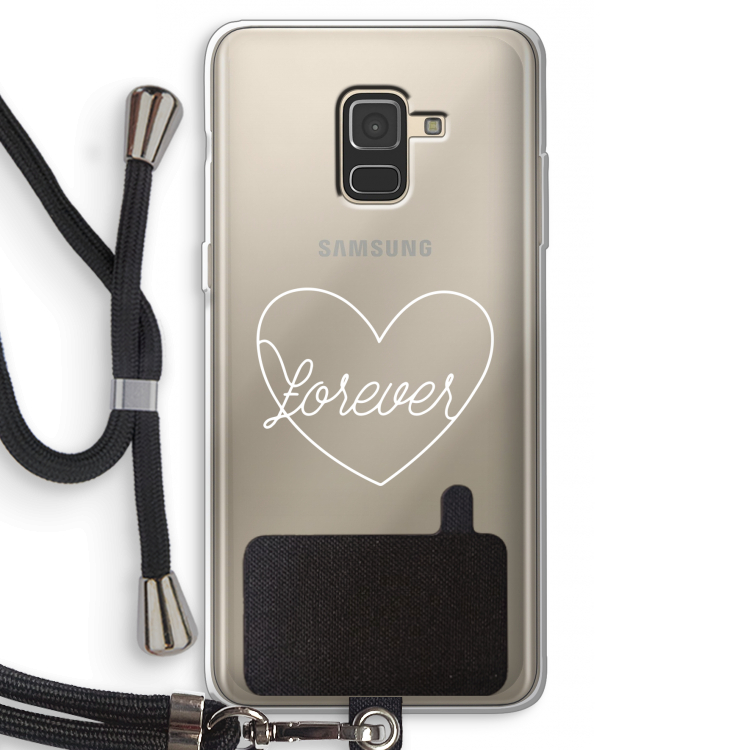 Forever heart pastel: Samsung Galaxy A8 (2018) Transparant Hoesje met koord