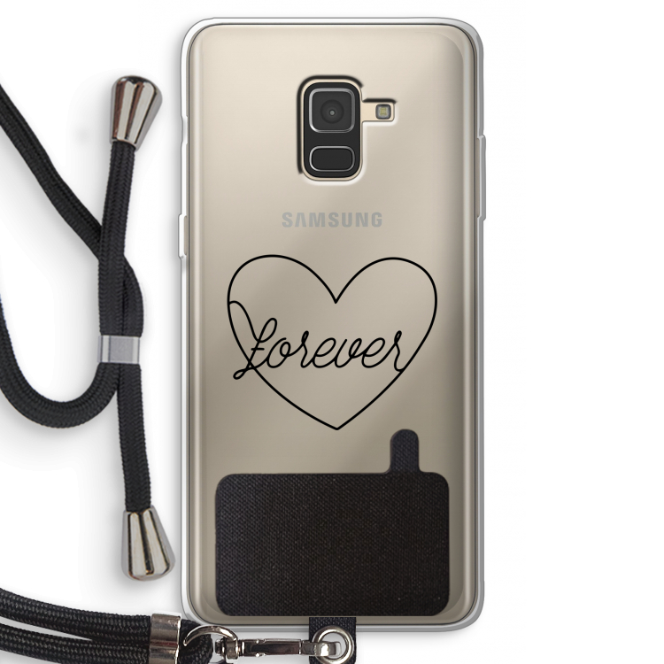 Forever heart black: Samsung Galaxy A8 (2018) Transparant Hoesje met koord