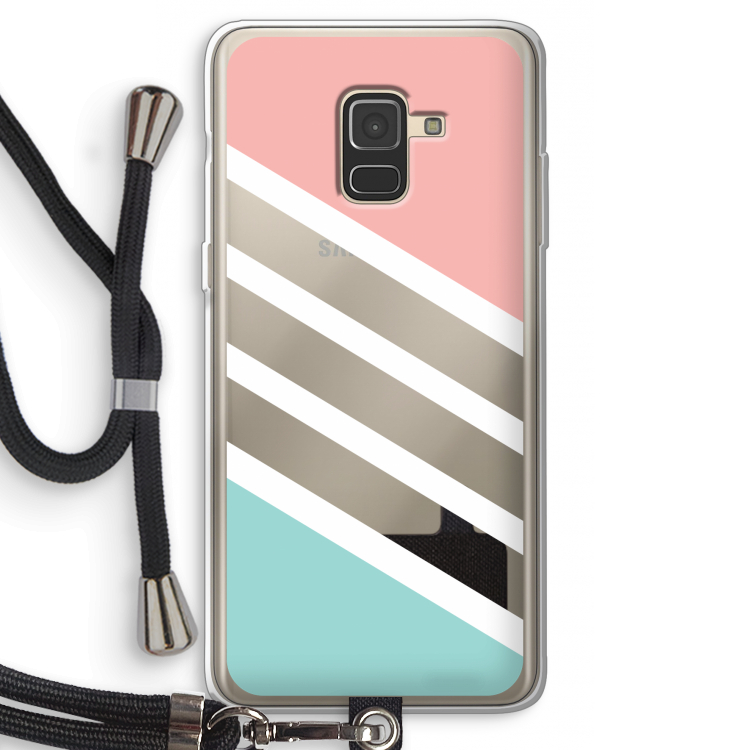 Strepen pastel: Samsung Galaxy A8 (2018) Transparant Hoesje met koord