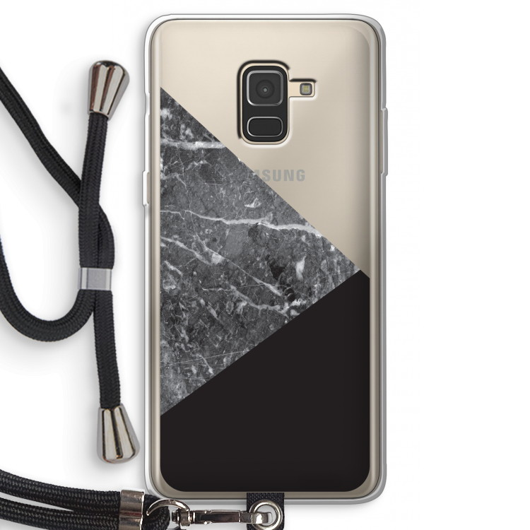 Combinatie marmer: Samsung Galaxy A8 (2018) Transparant Hoesje met koord