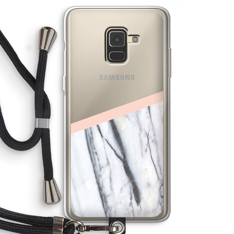 A touch of peach: Samsung Galaxy A8 (2018) Transparant Hoesje met koord