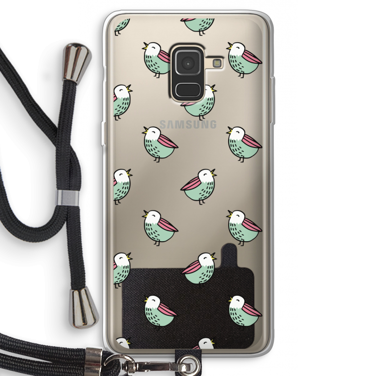 Vogeltjes: Samsung Galaxy A8 (2018) Transparant Hoesje met koord