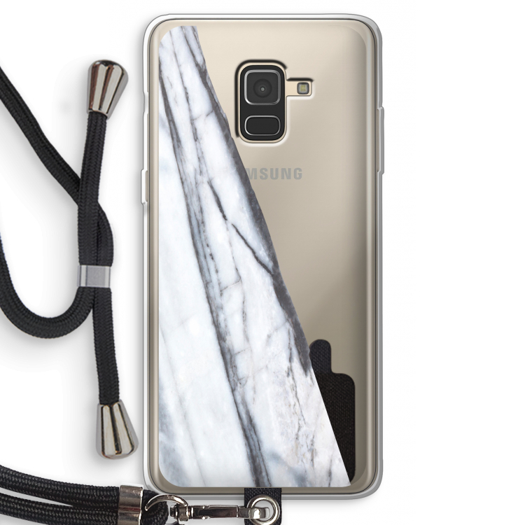 Gestreepte marmer: Samsung Galaxy A8 (2018) Transparant Hoesje met koord