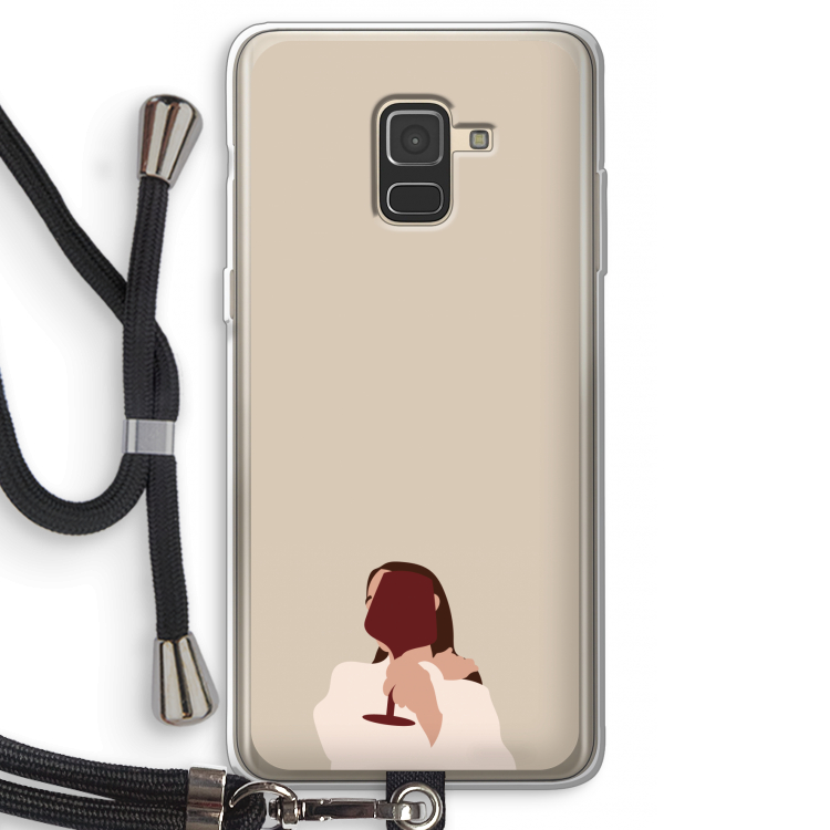 I drink wine: Samsung Galaxy A8 (2018) Transparant Hoesje met koord