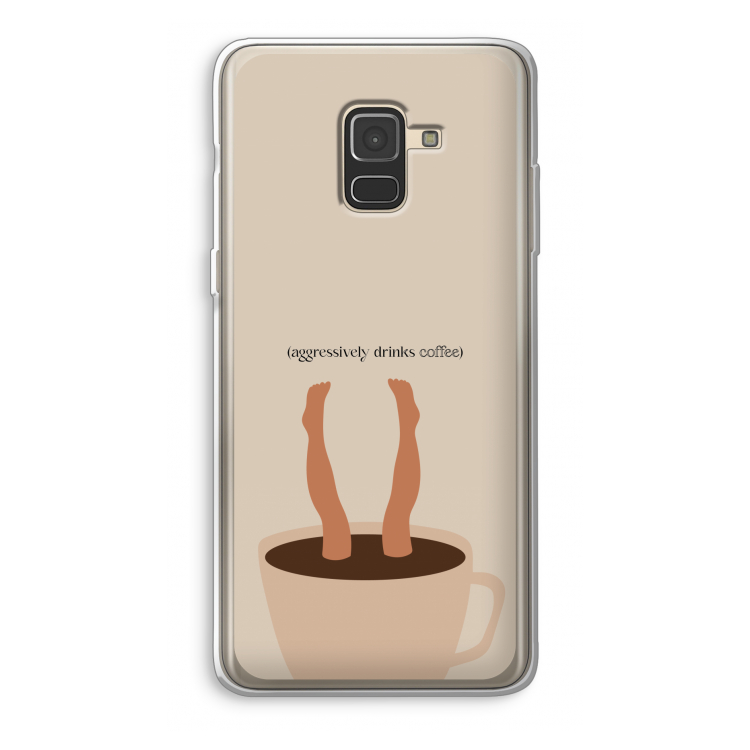 Aggressively drinks coffee: Samsung Galaxy A8 (2018) Transparant Hoesje