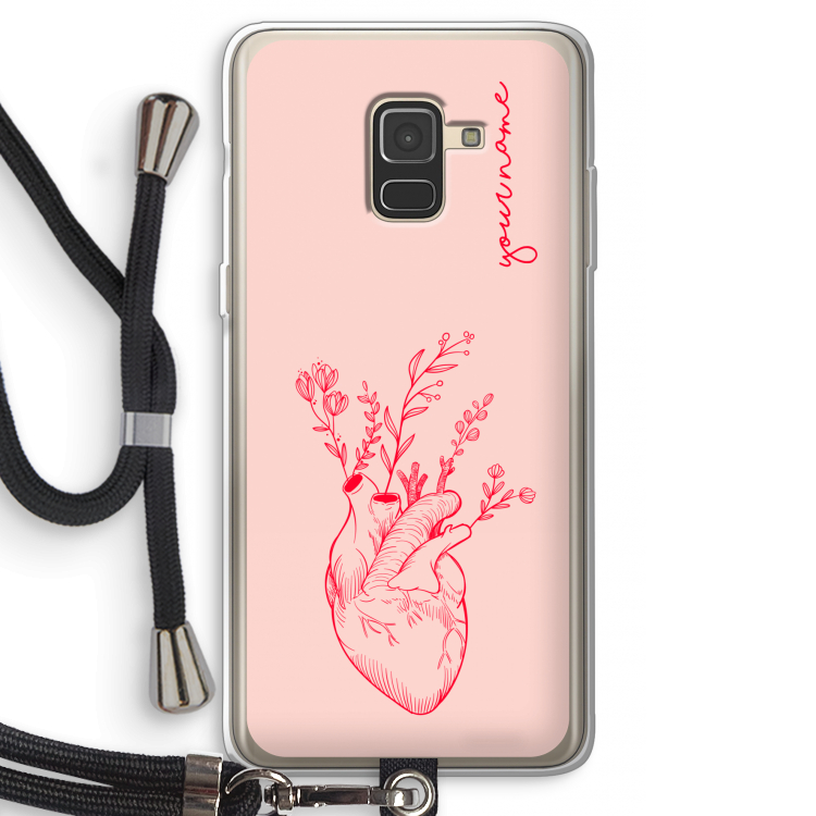 Blooming Heart: Samsung Galaxy A8 (2018) Transparant Hoesje met koord