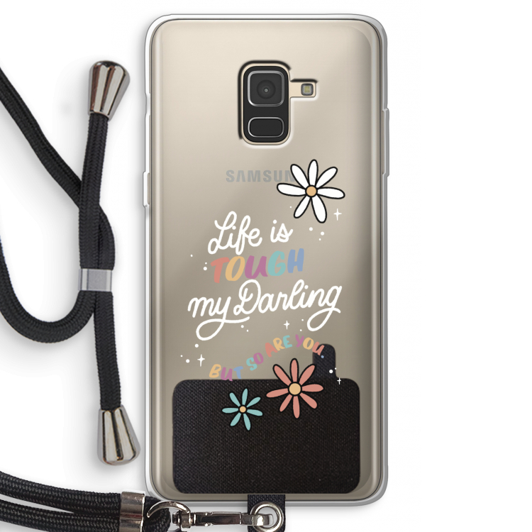 Tough Life: Samsung Galaxy A8 (2018) Transparant Hoesje met koord