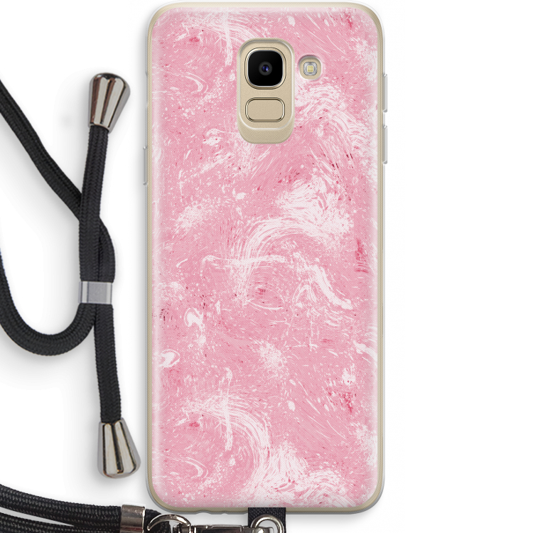 Abstract Painting Pink: Samsung Galaxy J6 (2018) Transparant Hoesje met koord