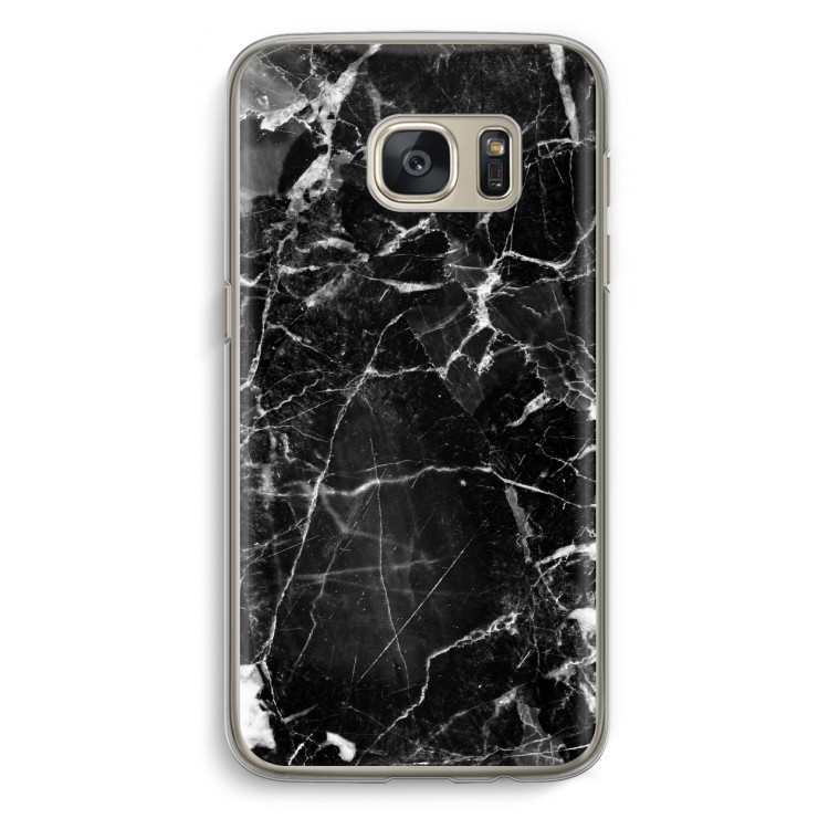 Zwart Marmer 2: Samsung Galaxy S7 Transparant Hoesje