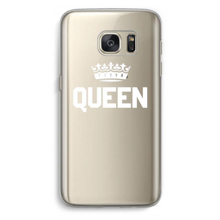 Queen zwart: Samsung Galaxy S7 Transparant Hoesje