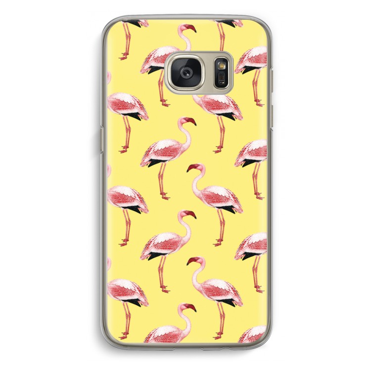Flamingo's geel: Samsung Galaxy S7 Transparant Hoesje