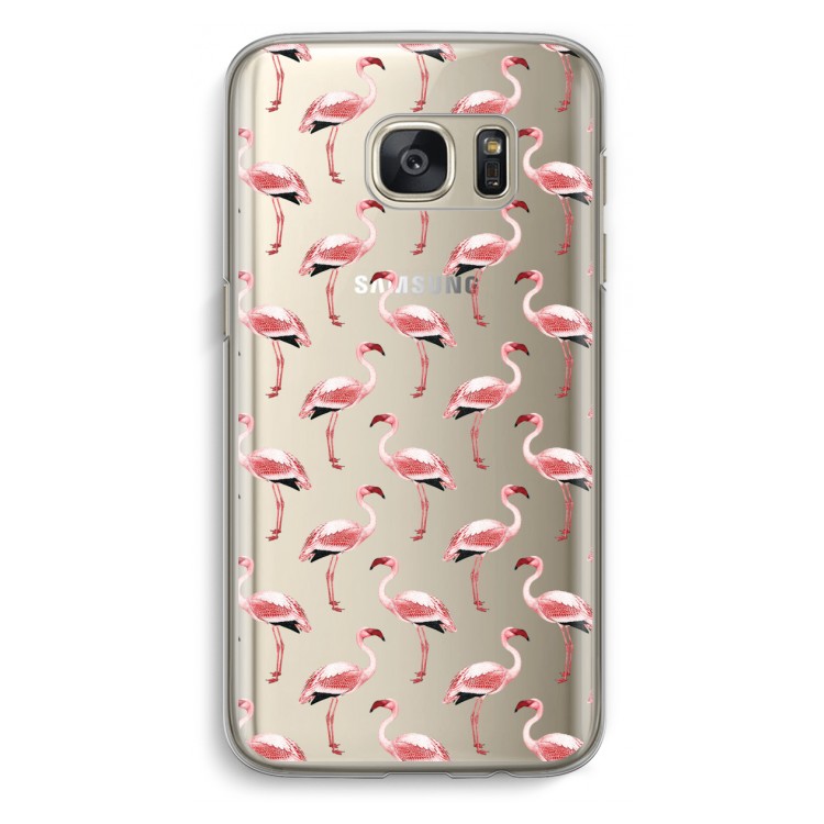 Flamingoprint groen: Samsung Galaxy S7 Transparant Hoesje