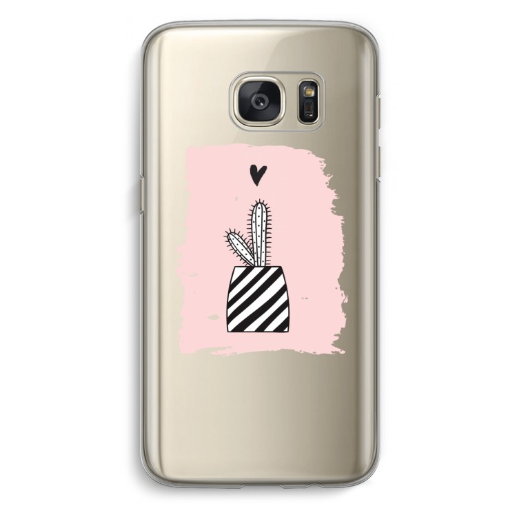Zwart-wit cactus: Samsung Galaxy S7 Transparant Hoesje