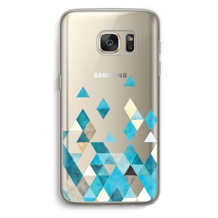 Gekleurde driehoekjes blauw: Samsung Galaxy S7 Transparant Hoesje