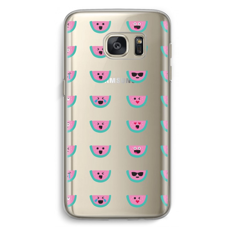 Smiley watermeloenprint: Samsung Galaxy S7 Transparant Hoesje