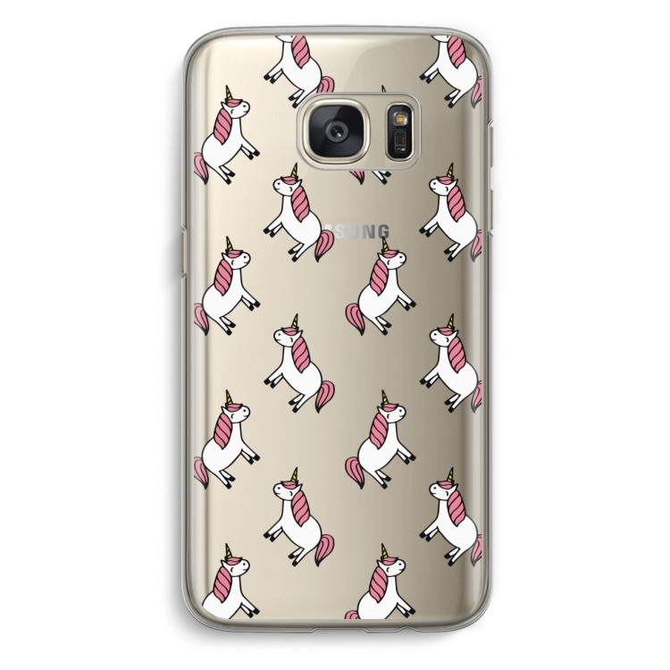 Eenhoorns overal: Samsung Galaxy S7 Transparant Hoesje