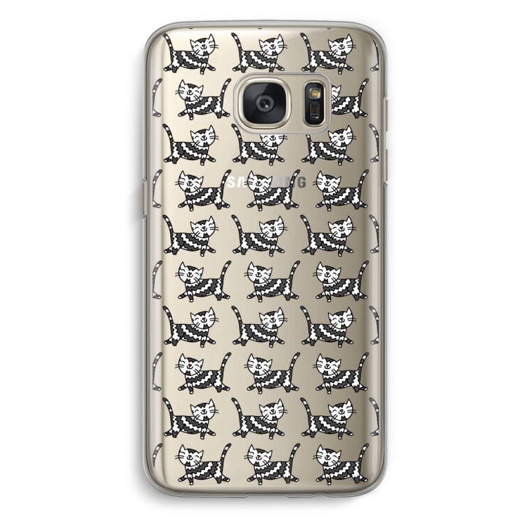 Zwarte poes: Samsung Galaxy S7 Transparant Hoesje