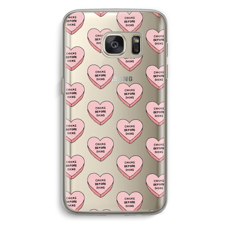 Chicks before dicks: Samsung Galaxy S7 Transparant Hoesje