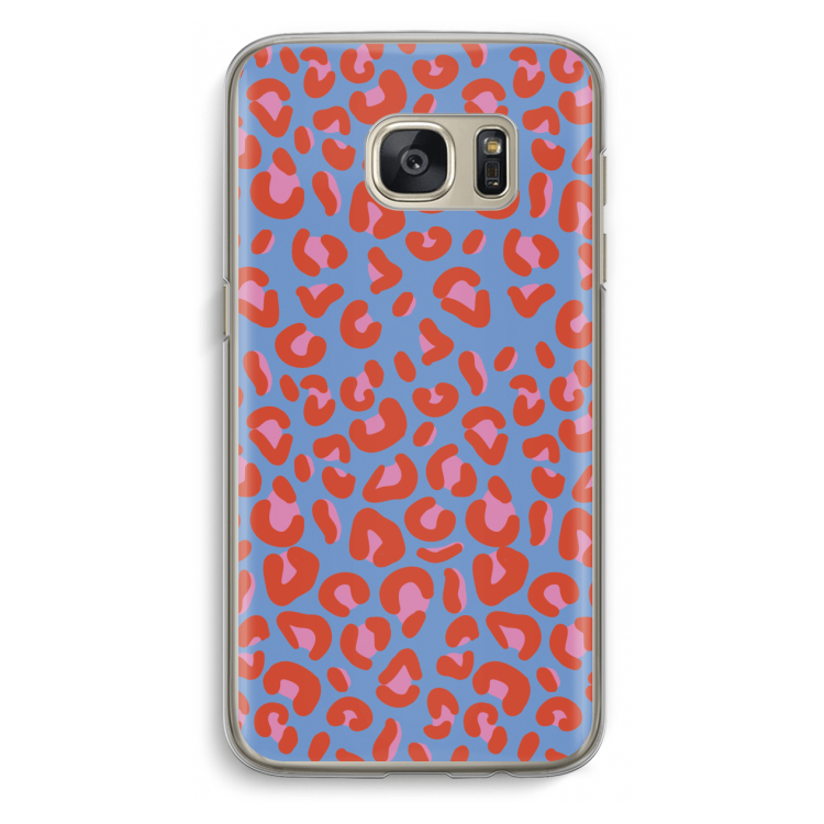 Leopard blue: Samsung Galaxy S7 Transparant Hoesje