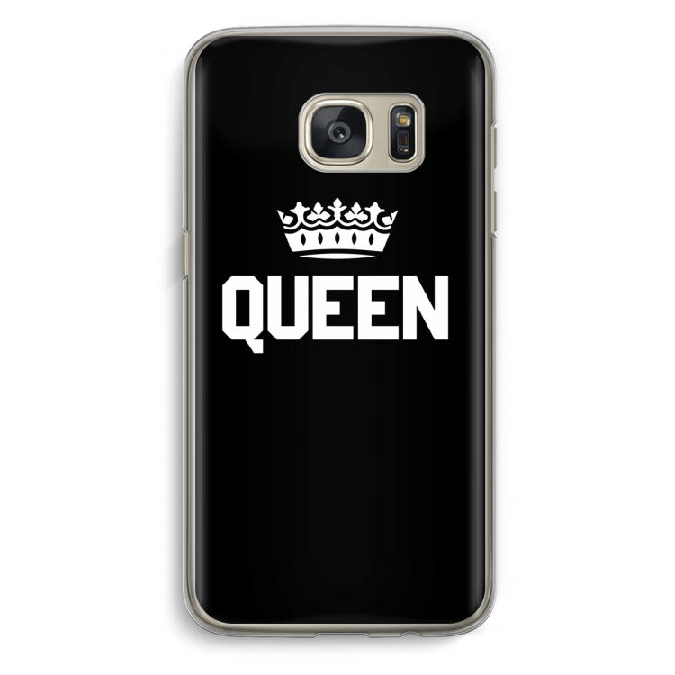 Queen zwart: Samsung Galaxy S7 Transparant Hoesje