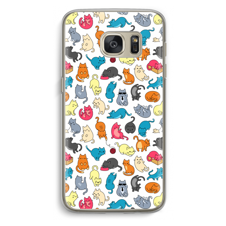 Kleurrijke katten: Samsung Galaxy S7 Transparant Hoesje