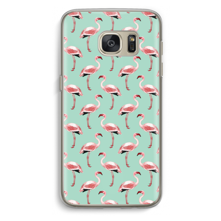 Flamingoprint groen: Samsung Galaxy S7 Transparant Hoesje