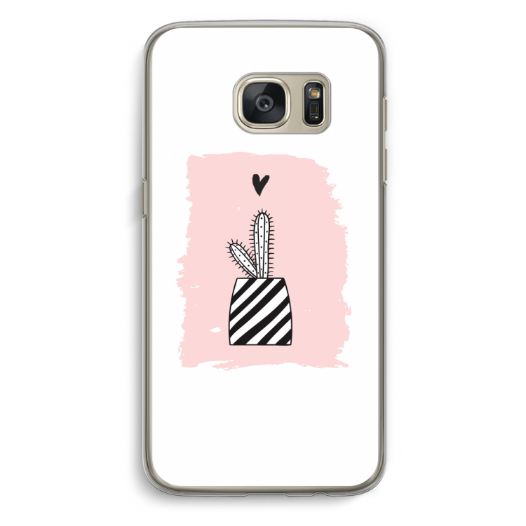 Zwart-wit cactus: Samsung Galaxy S7 Transparant Hoesje
