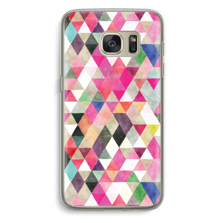 Gekleurde driehoekjes: Samsung Galaxy S7 Transparant Hoesje