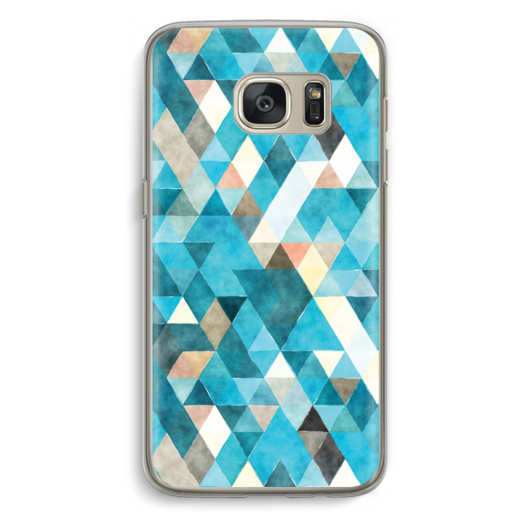 Gekleurde driehoekjes blauw: Samsung Galaxy S7 Transparant Hoesje