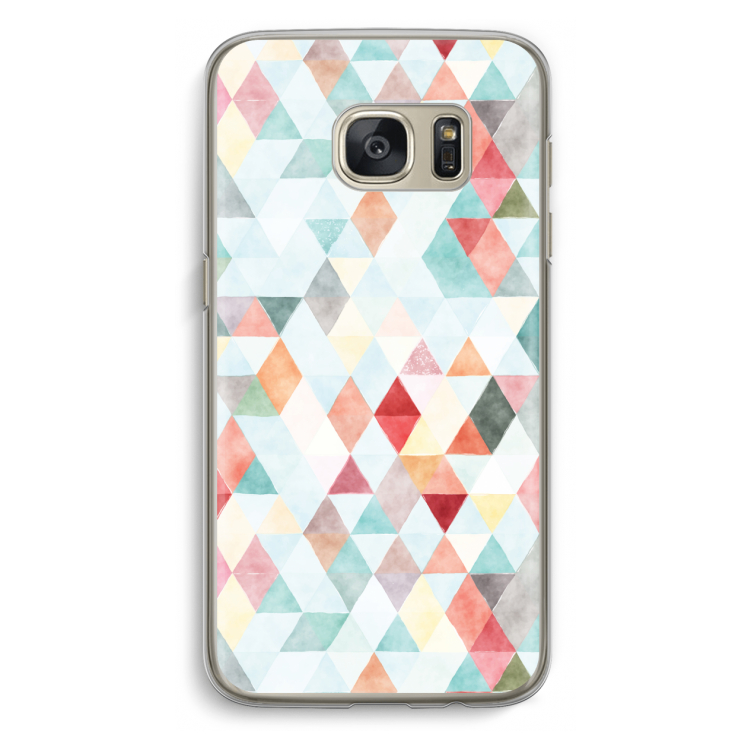 Gekleurde driehoekjes pastel: Samsung Galaxy S7 Transparant Hoesje
