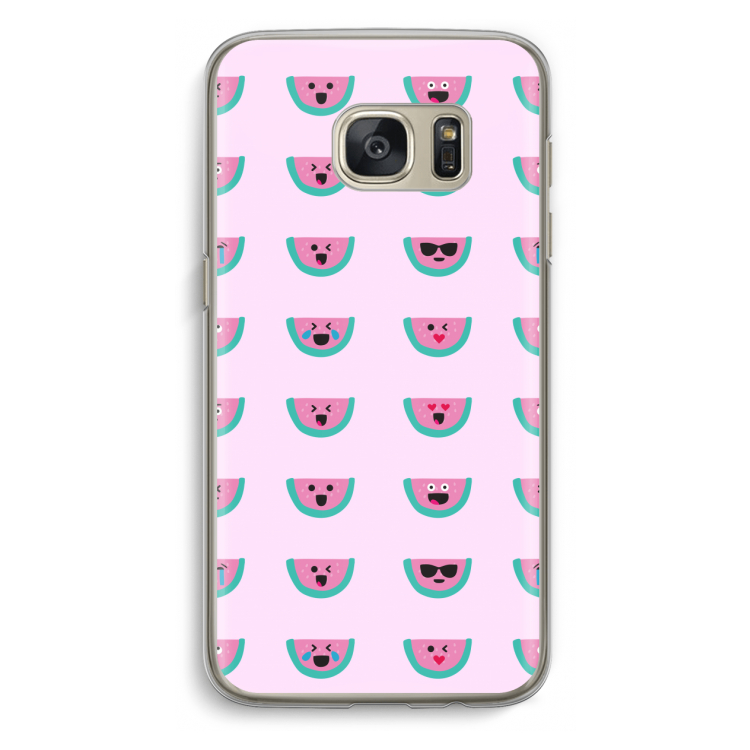 Smiley watermeloenprint: Samsung Galaxy S7 Transparant Hoesje