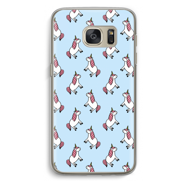 Eenhoorns overal: Samsung Galaxy S7 Transparant Hoesje