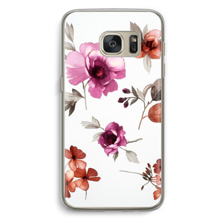 Geschilderde bloemen: Samsung Galaxy S7 Transparant Hoesje