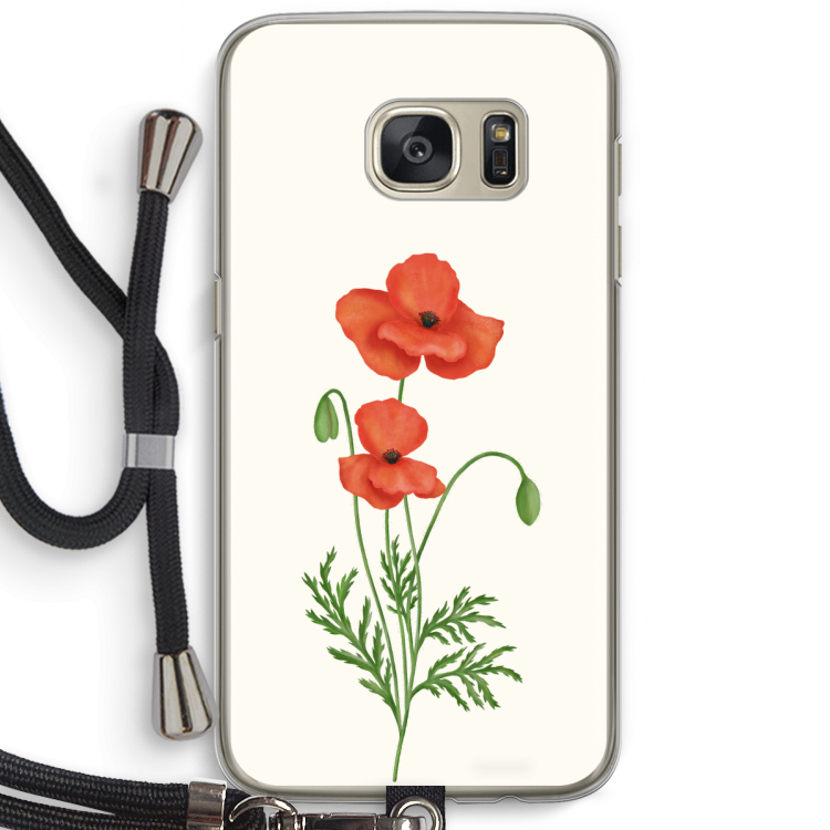 Red poppy: Samsung Galaxy S7 Transparant Hoesje met koord