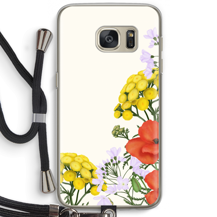 Wilde bloemen: Samsung Galaxy S7 Transparant Hoesje met koord