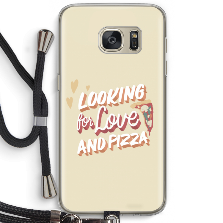 Pizza is the answer: Samsung Galaxy S7 Transparant Hoesje met koord