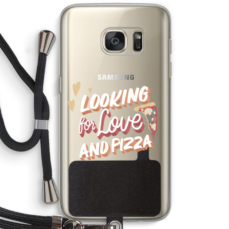 Pizza is the answer: Samsung Galaxy S7 Transparant Hoesje met koord
