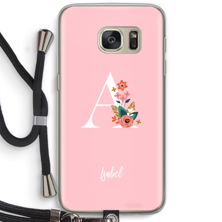 Pink Bouquet: Samsung Galaxy S7 Transparant Hoesje met koord