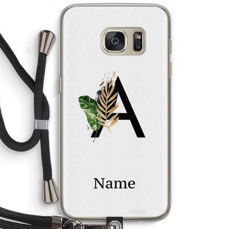 Charcoal Flora: Samsung Galaxy S7 Transparant Hoesje met koord