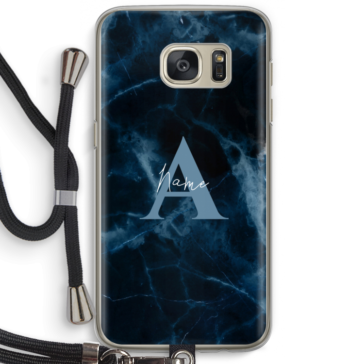 Midnight Marble: Samsung Galaxy S7 Transparant Hoesje met koord