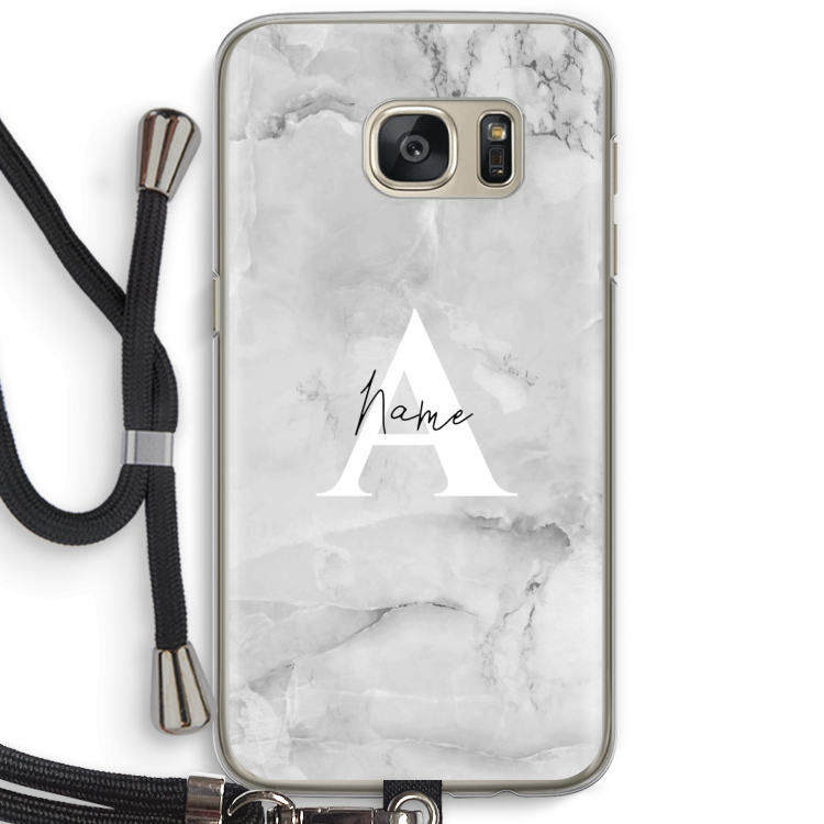 Ivory Marble: Samsung Galaxy S7 Transparant Hoesje met koord