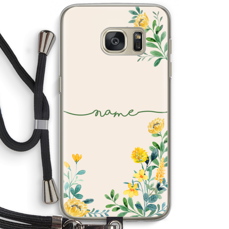 Gele bloemen: Samsung Galaxy S7 Transparant Hoesje met koord