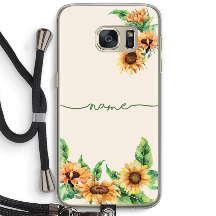 Zonnebloemen: Samsung Galaxy S7 Transparant Hoesje met koord
