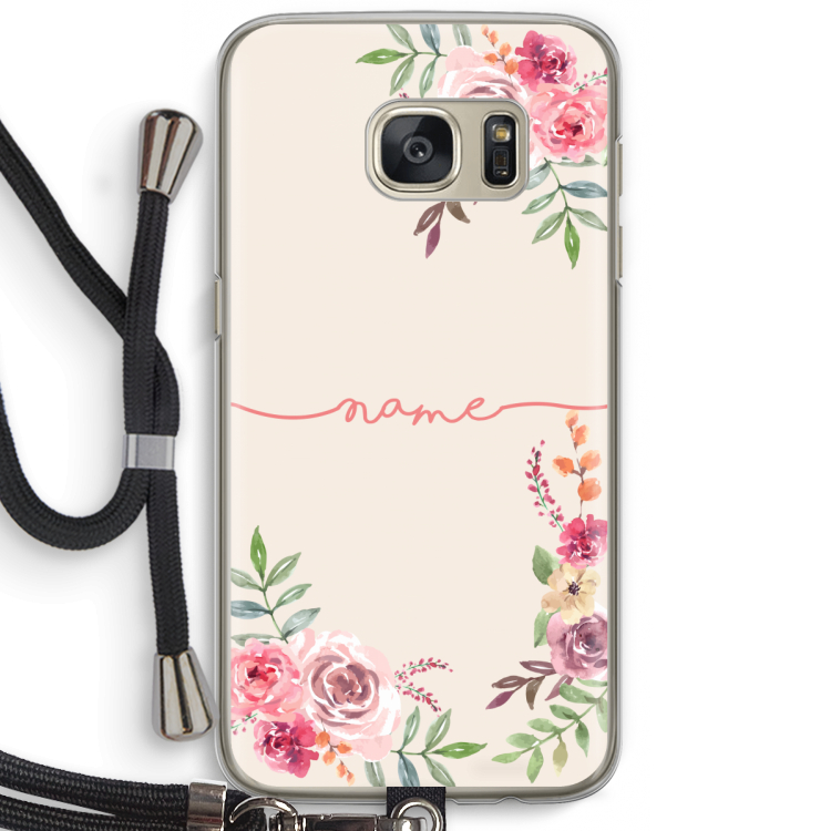 Rozen: Samsung Galaxy S7 Transparant Hoesje met koord