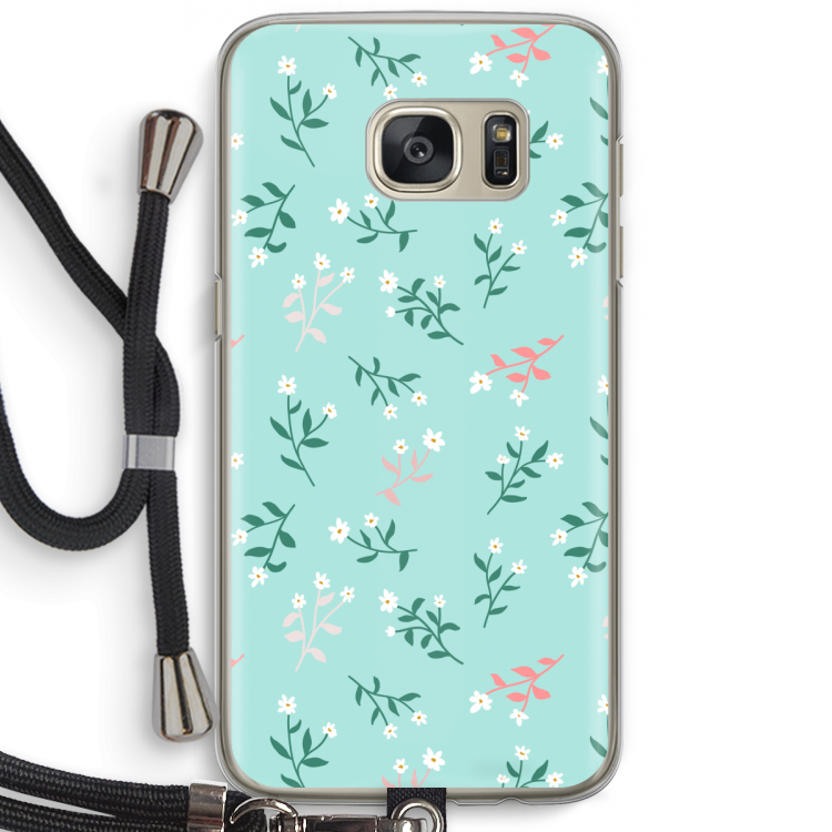 Small white flowers: Samsung Galaxy S7 Transparant Hoesje met koord