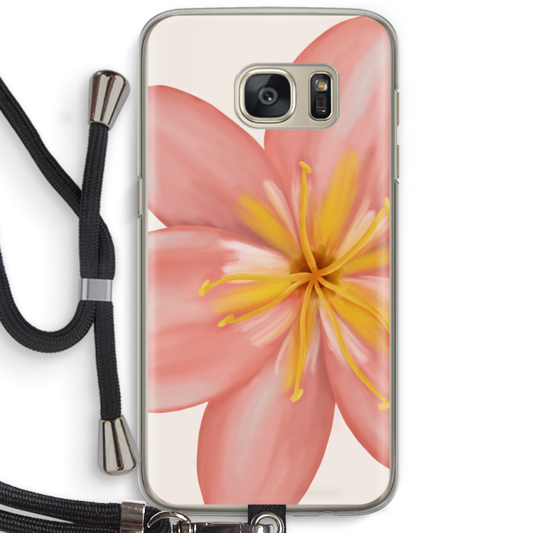 Pink Ellila Flower: Samsung Galaxy S7 Transparant Hoesje met koord