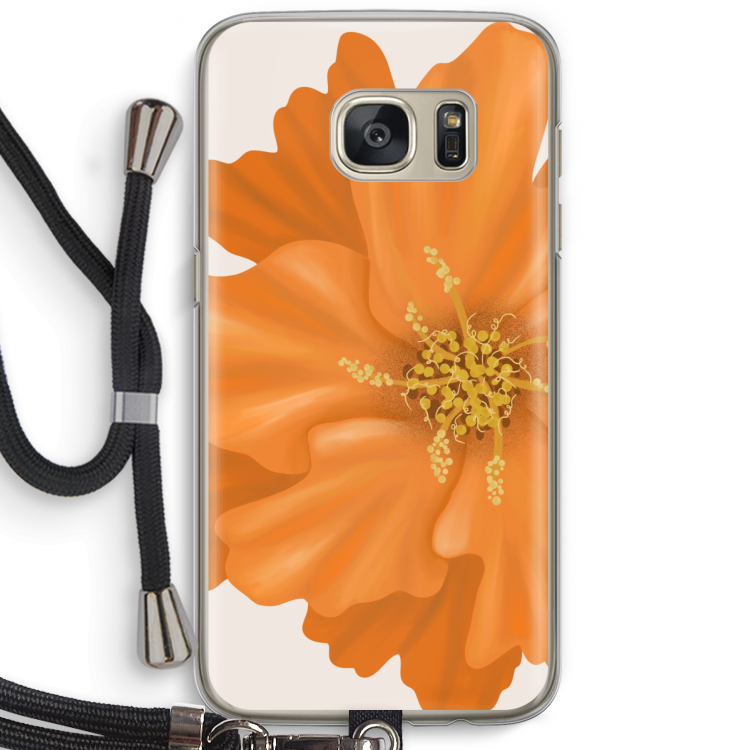Orange Ellila flower: Samsung Galaxy S7 Transparant Hoesje met koord