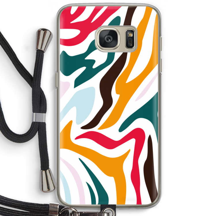 Colored Zebra: Samsung Galaxy S7 Transparant Hoesje met koord